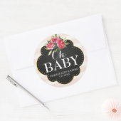 Oh Baby Shower Party Favorステッカー – ストライプ ラウンドシール (封筒)
