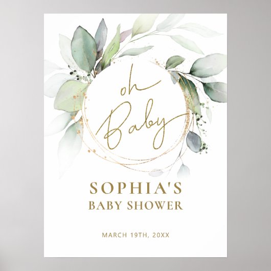 Oh Baby Shower Welcome Sign Poster ポスター (正面)