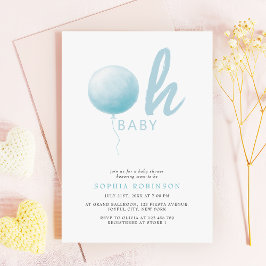 Oh Baby Soft Pastel Blue Balloon Baby Boy Shower 招待状