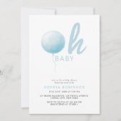 Oh Baby Soft Pastel Blue Balloon Baby Boy Shower 招待状 (正面)