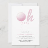 Oh Baby Soft Pastel Pink Balloon Baby Girl Shower 招待状 (正面)