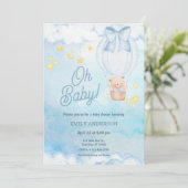Oh Baby Teddy Bear Balloon Boy Baby Shower  招待状 (スタンド正面)