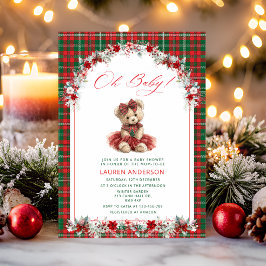 Oh Baby Teddy Bear Christmas Baby Shower 招待状