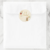Oh Baby! Teddy Bear & Pampas Baby Shower Sticker ラウンドシール (バッグ)