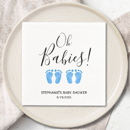 Oh Baby Twin Boys' Baby Shower スタンダードカクテルナプキン