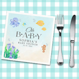 Oh Baby Under Sea Baby Shower スタンダードカクテルナプキン