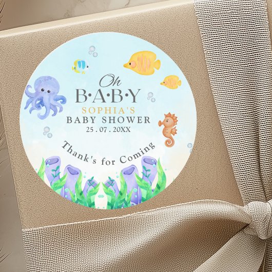 Oh Baby Under Sea Baby Shower ラウンドシール