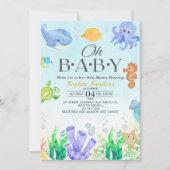 Oh Baby Under Sea Baby Shower 招待状 (正面)