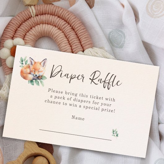 Oh Baby Warm Beige Woodland Fox Diaper Raffle Card 名刺