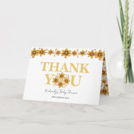 Oh Baby Watercolor Rose Gold Baby Shower サンキューカード