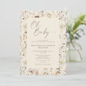 Oh Baby Wildflower Rustic Baby Shower  招待状 (スタンド正面)