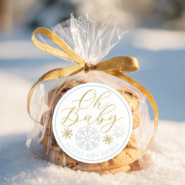 Oh Baby Winter Wonderland Blue Baby Shower Favor ラウンドシール