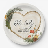 Oh Baby Wood Slice Mushroom Fall Baby Shower ペーパープレート (正面)