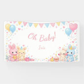 Oh Baby Woodland Cute Bunny Pastel Baby Shower 横断幕 (横)