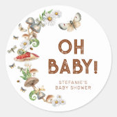 Oh Baby Woodland Mushroom Baby Shower Favor ラウンドシール (正面)