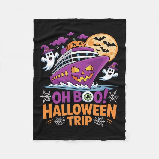 Oh Boo Halloween Trip Ghost Ts Ship Spooky Travel  フリースブランケット (正面)