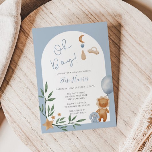 Oh Boyヴィンテージトイベビースシャワー 招待状
