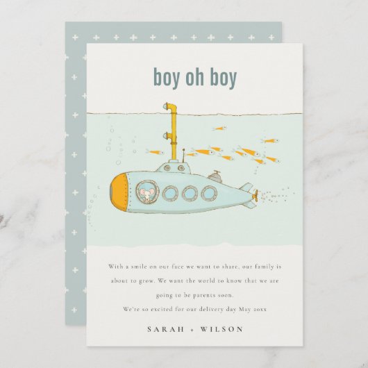 Oh Boy水中潜水艦ベビー発表 サンキューカード (正面/裏面)