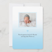 OH BOY はっきりした Overlay Blue Photo Birth Announcemen 案内状 (裏面)