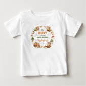 Oh Boy ウォーターカラー 森のくま ベビーシャワー ベビーTシャツ (正面)