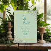 Oh Boy エレガント Greenery & Baby Shower 招待状