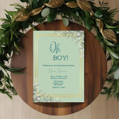 Oh Boy エレガント Greenery & Baby Shower 招待状