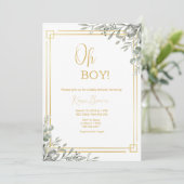 Oh Boy エレガント Greenery & Baby Shower 招待状 (スタンド正面)