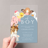 Oh Boy ファームアニマル バスシャワー招待状 アクリル招待状 (インサイチュ (ポータブル))