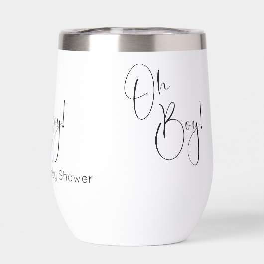 Oh Boy モダン Script Baby Shower (背面)