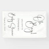 Oh Boy モダン Script Baby Shower 横断幕 (横)