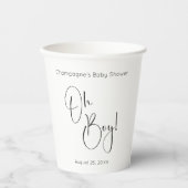 Oh Boy モダン Script Baby Shower 紙コップ (正面)