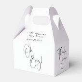 Oh Boy モダン Script Baby Shower Thank You フェイバーボックス (裏面サイド)