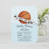 Oh Boy モダン Sports Basketball Boys Baby Shower 招待状 (スタンド正面)