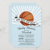 Oh Boy モダン Sports Basketball Boys Baby Shower 招待状 (正面/裏面)