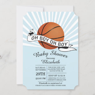 Oh Boy モダン Sports Basketball Boys Baby Shower 招待状