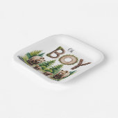 Oh Boy：森の木のタイポグラフィベビーシャワー ペーパープレート (傾斜あり)