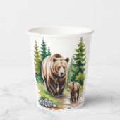 Oh Boy：森の木のタイポグラフィベビーシャワー 紙コップ (裏面)