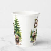 Oh Boy：森の木のタイポグラフィベビーシャワー 紙コップ (右)