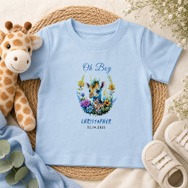 Oh Boy! 赤ちゃんキリン ベビーシャワー ベビーTシャツ