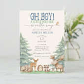 Oh Boy A Little Wild One Forest Animal Baby Shower 招待状 (スタンド正面)