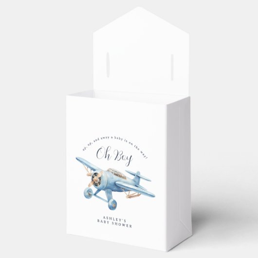 Oh Boy! Adventure Awaits Airplane Boy Baby Shower フェイバーボックス (オープン)