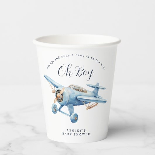 Oh Boy! Adventure Awaits Aviator Boy Baby Shower 紙コップ (正面)