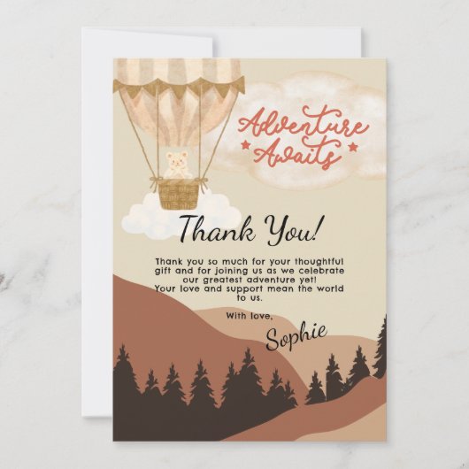 Oh Boy, Adventure Awaits, Hot Air Balloon サンキューカード (正面)