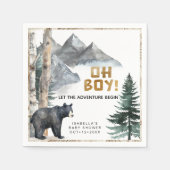 Oh Boy Adventure Begin | ベア＆バーチのベビーシャワー スタンダードカクテルナプキン (正面)