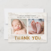 Oh Boy Adventure Begin | Woodland Bear Baby Shower サンキューカード (正面)