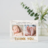 Oh Boy Adventure Begin | Woodland Bear Baby Shower サンキューカード (スタンド正面)