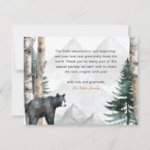 Oh Boy Adventure Begin | Woodland Bear Baby Shower サンキューカード (裏面)