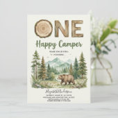 Oh Boy Adventure Woodland Bear Baby Shower 招待状 (スタンド正面)