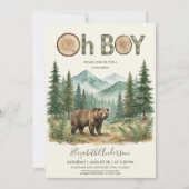 Oh Boy Adventure Woodland Bear Baby Shower 招待状 (正面)