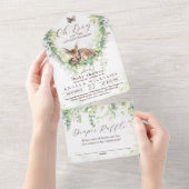 Oh Boy Adventure Woodland Greenery赤ちゃんシャワー オールインワン招待状 (貼ってはがせる)